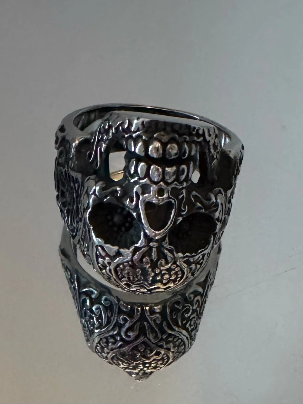 Sugar Skull Ring 316L Stainless Steel Gothic Biker Ring size 12